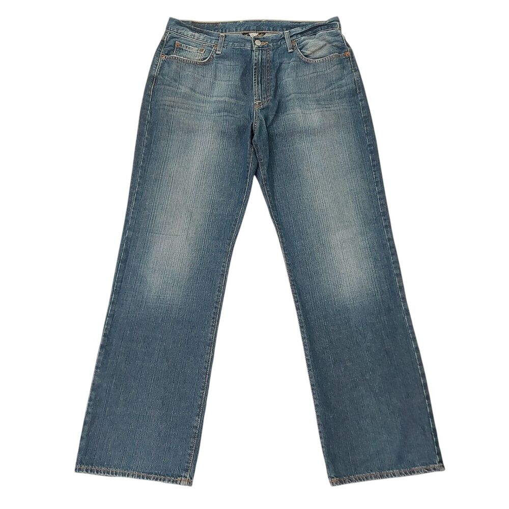 Vintage Lucky Brand Dungarees by Gene Montesano Mens 34x33 Blue Straight Cotton